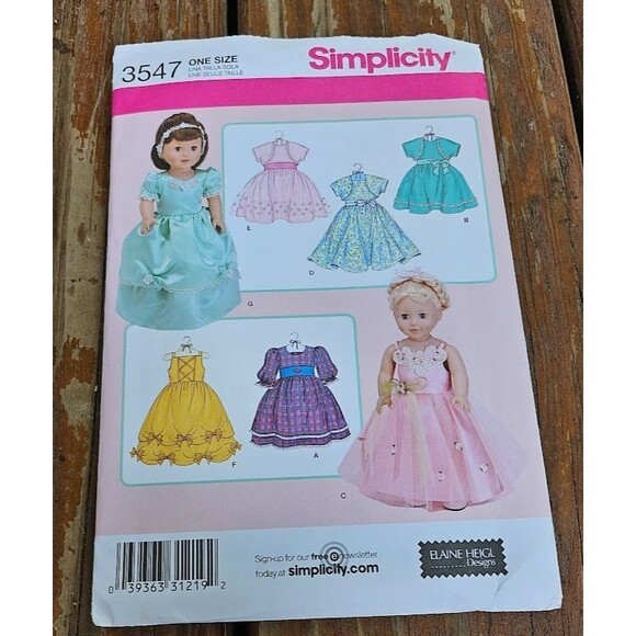 18” DOLL Dresses Day & Night SEWING PATTERN Simplicity 3547 Uncut and Unused - Picture 1 of 3